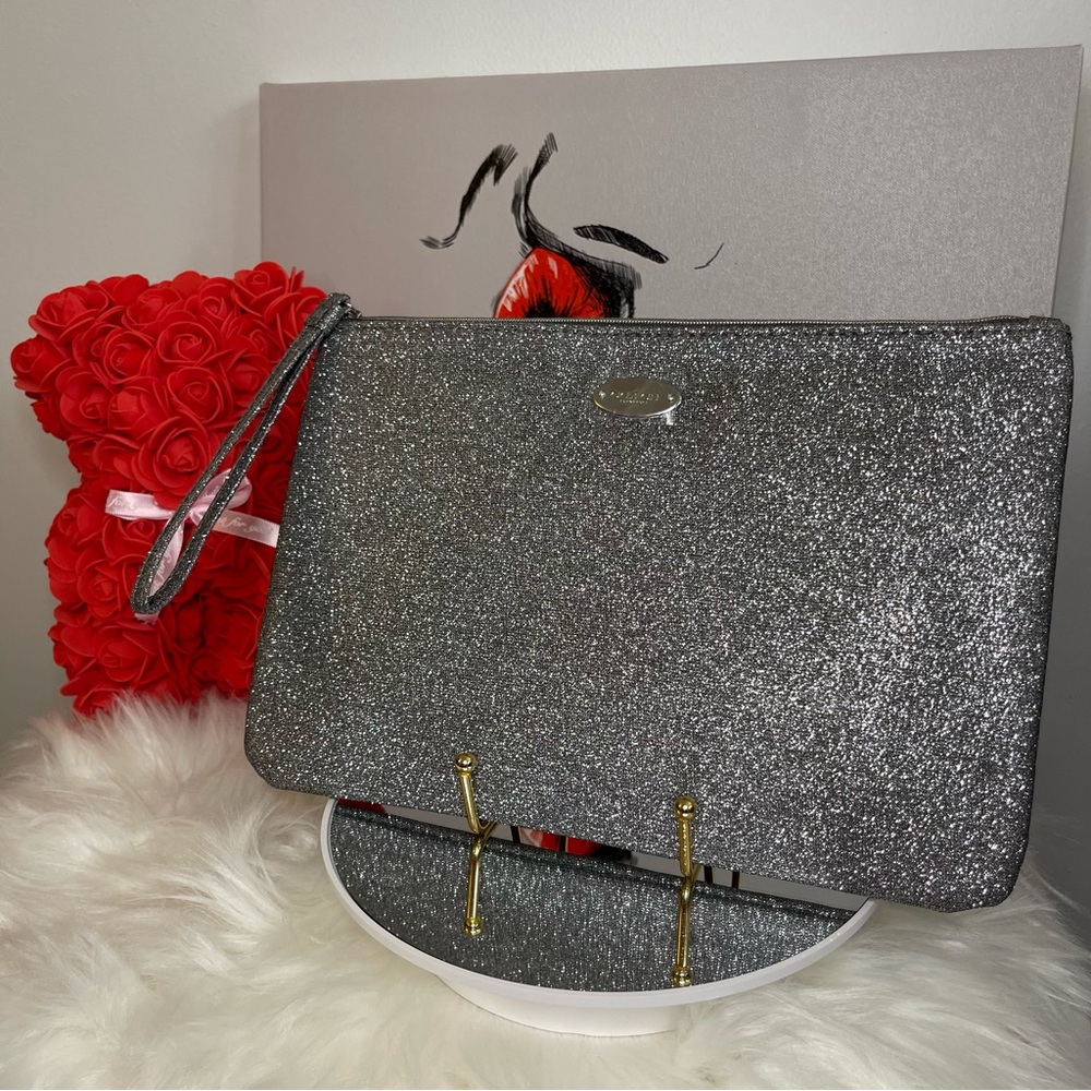 NWOT Coach Fragrance Extra Large Glittery Wristlet Clutch Cosmetic Travel Case